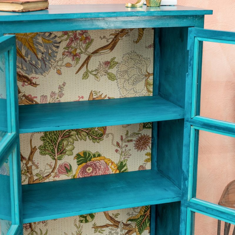 Hand Painted Bookshelf/Cabinet, Turquoise