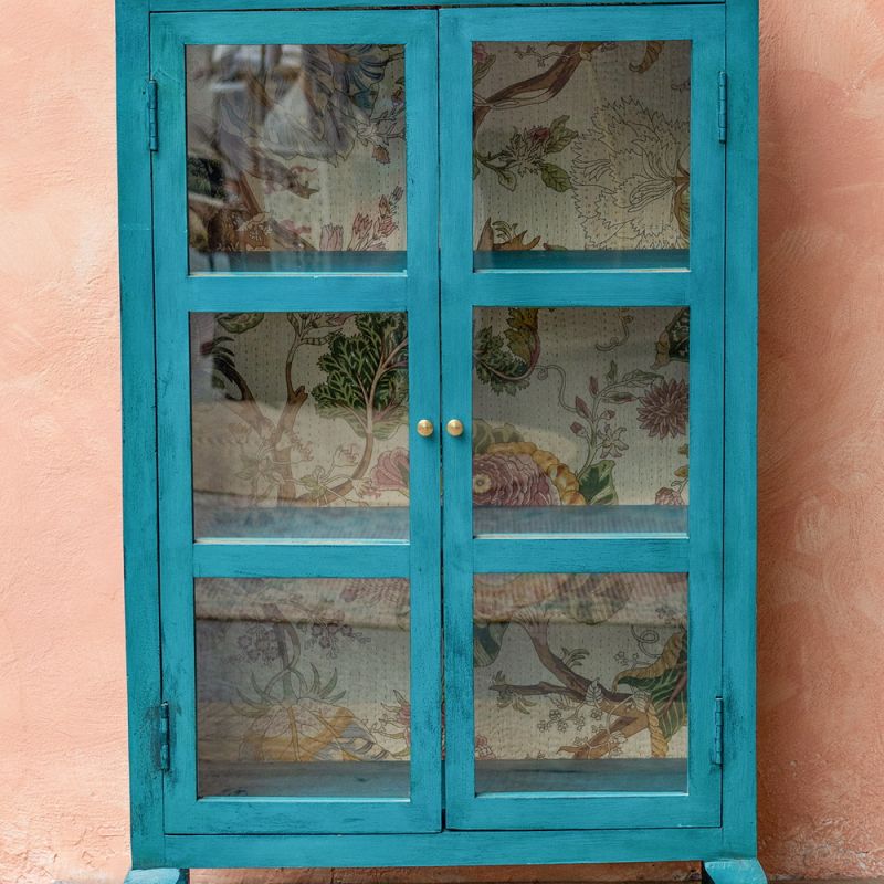 Hand Painted Bookshelf/Cabinet, Turquoise