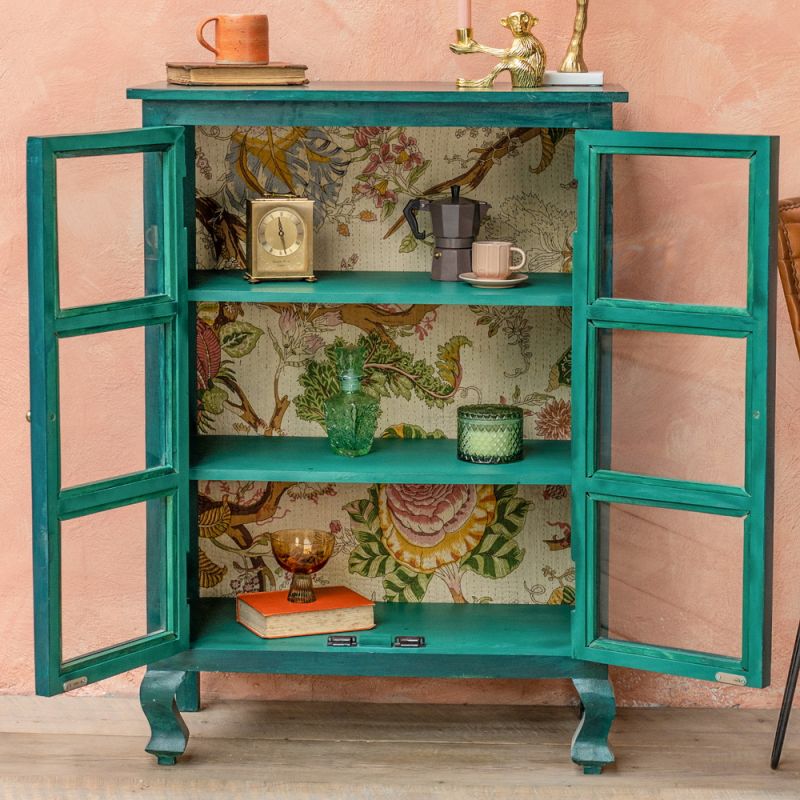 Hand Painted Bookshelf/Cabinet, Sea Green