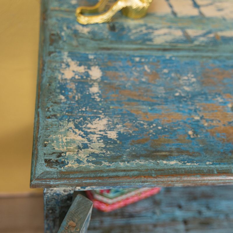 Vintage blue, 2 door display cabinet with central shelf