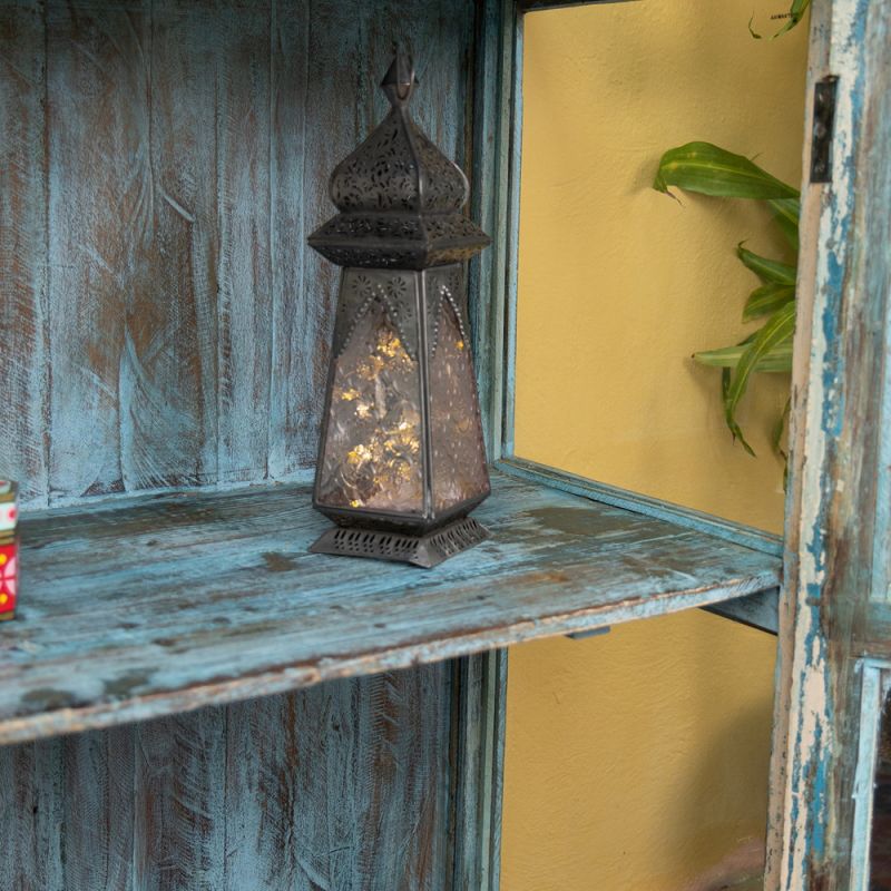 Vintage blue, 2 door display cabinet with central shelf