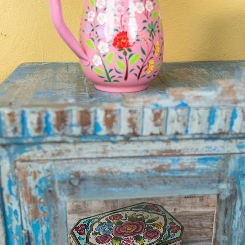 Distressed blue glazed 2 door cabinet