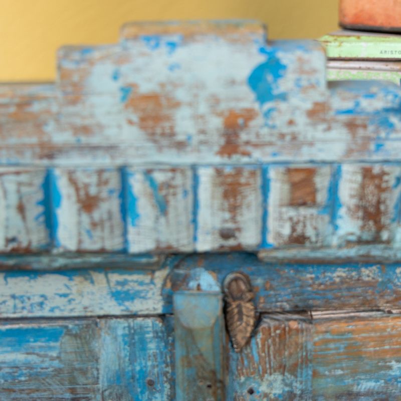 Distressed blue glazed 2 door cabinet