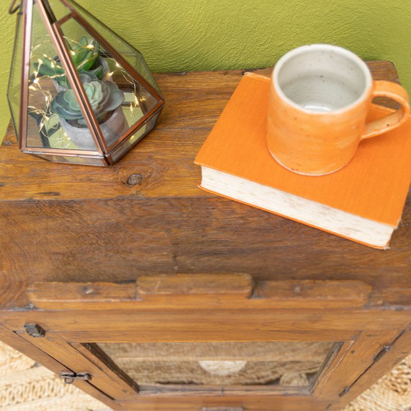 Vintage wood & glass door, 1 shelf cabinet