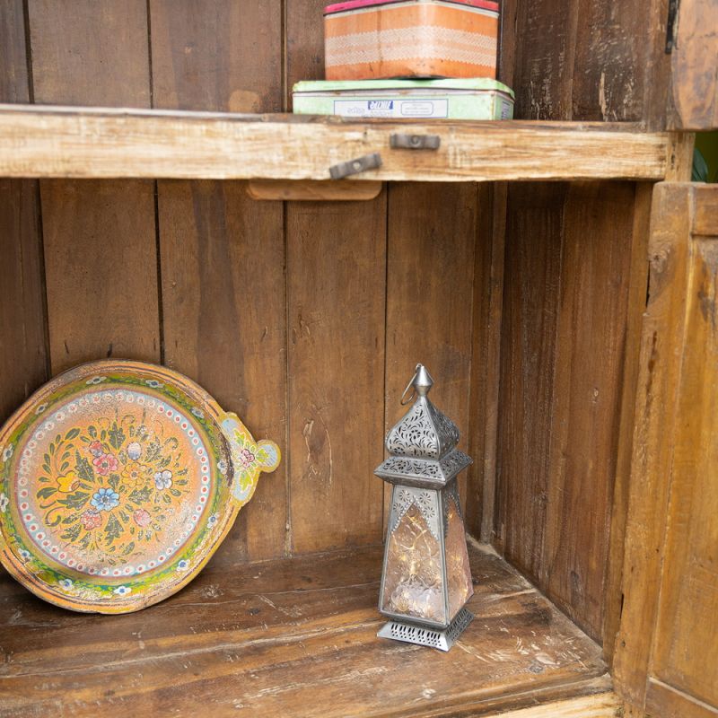 Vintage wood & glass 3 door, 1 shelf cabinet