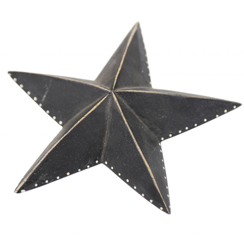 Hand carved wooden star - Black (16cm)