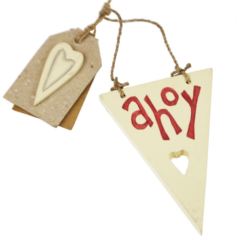 Wooden pennant flag - Ahoy