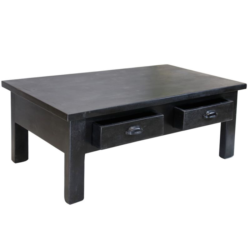 Factory coffee table 2 drawers black