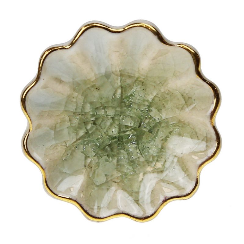 Knob Glaze white flower 4cm