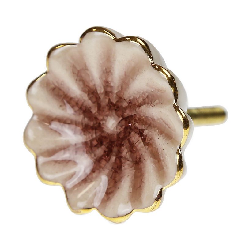 Knob Glaze pink flower 4cm