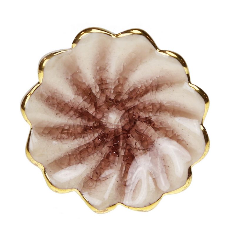 Knob Glaze pink flower 4cm