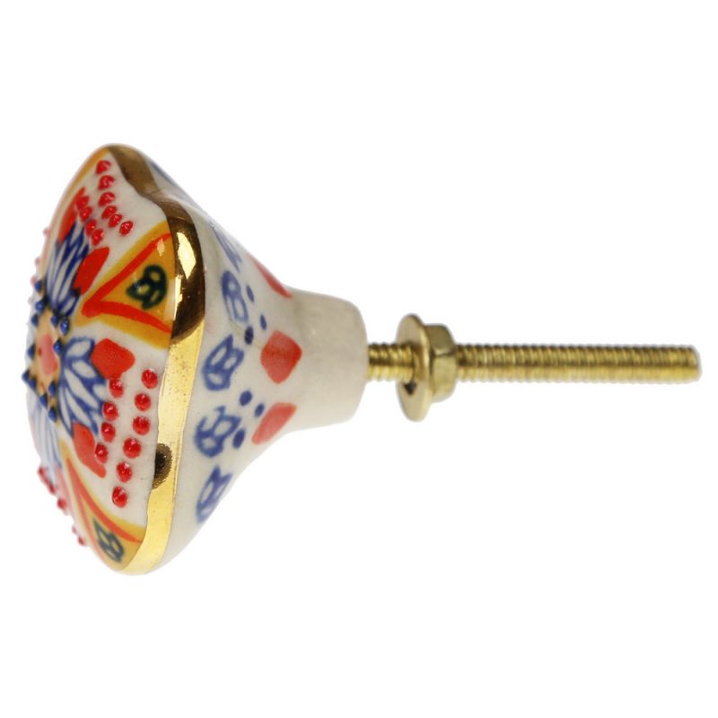 Knob Square Floral ceramic 4cm