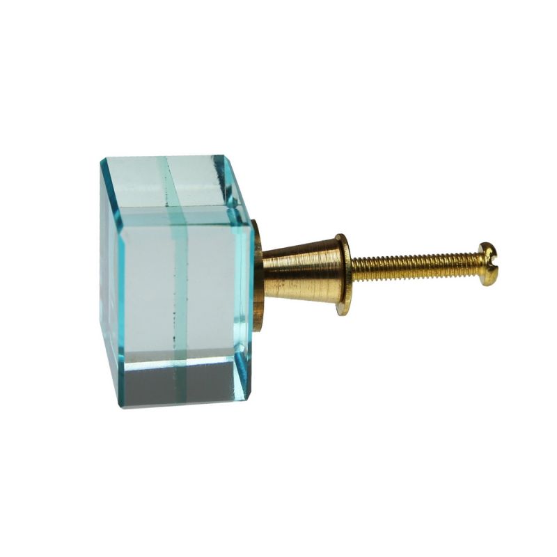 Knob glass square 3cm - Blue