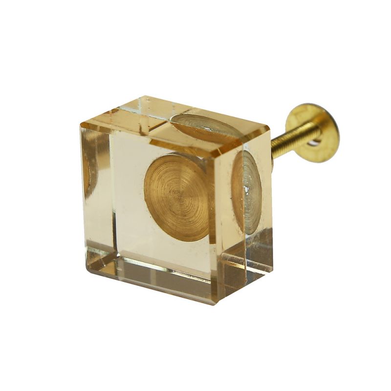 Knob glass square 3cm - Gold