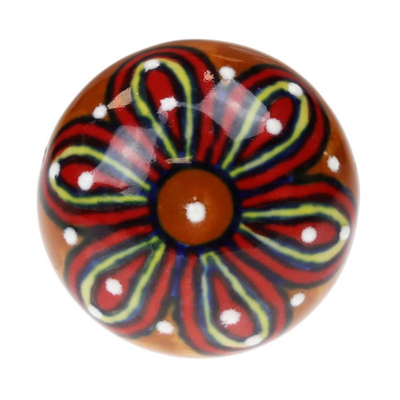 Knob ceramic flower 4cm - Orange