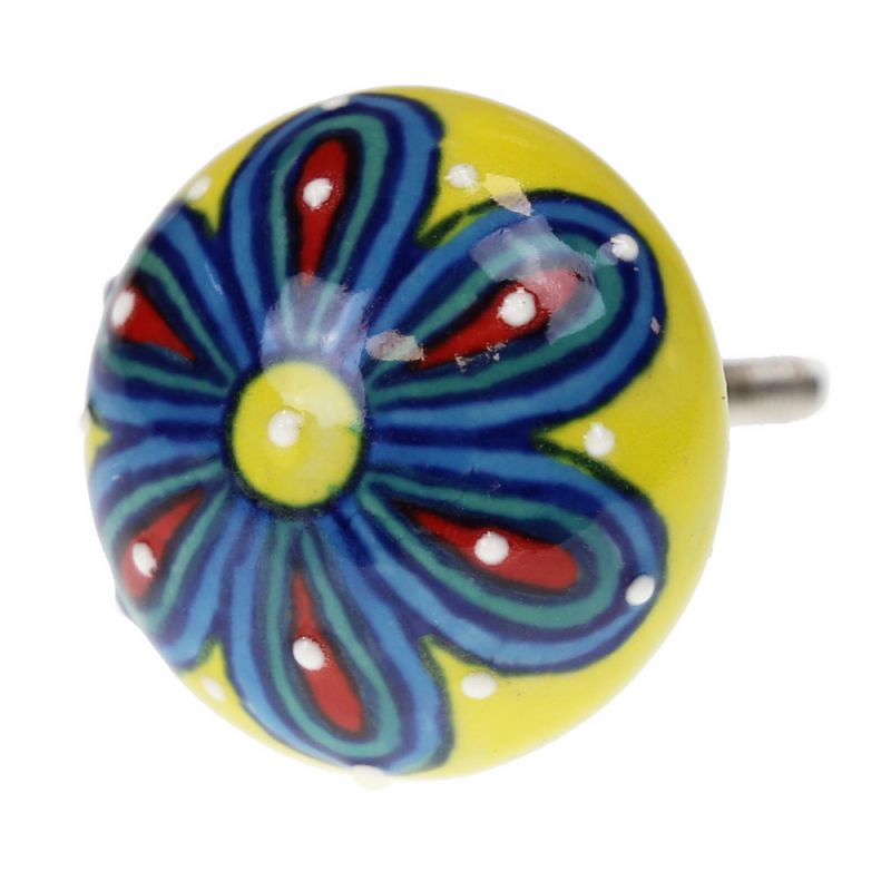 Knob ceramic flower 4cm - Yellow