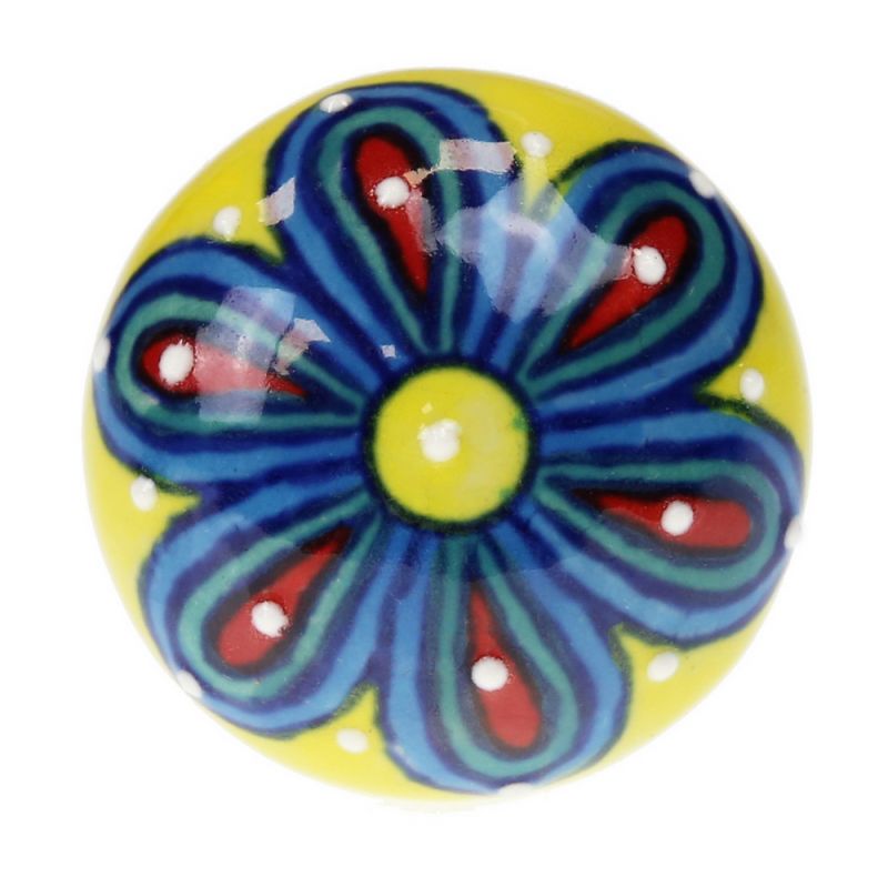 Knob ceramic flower 4cm - Yellow