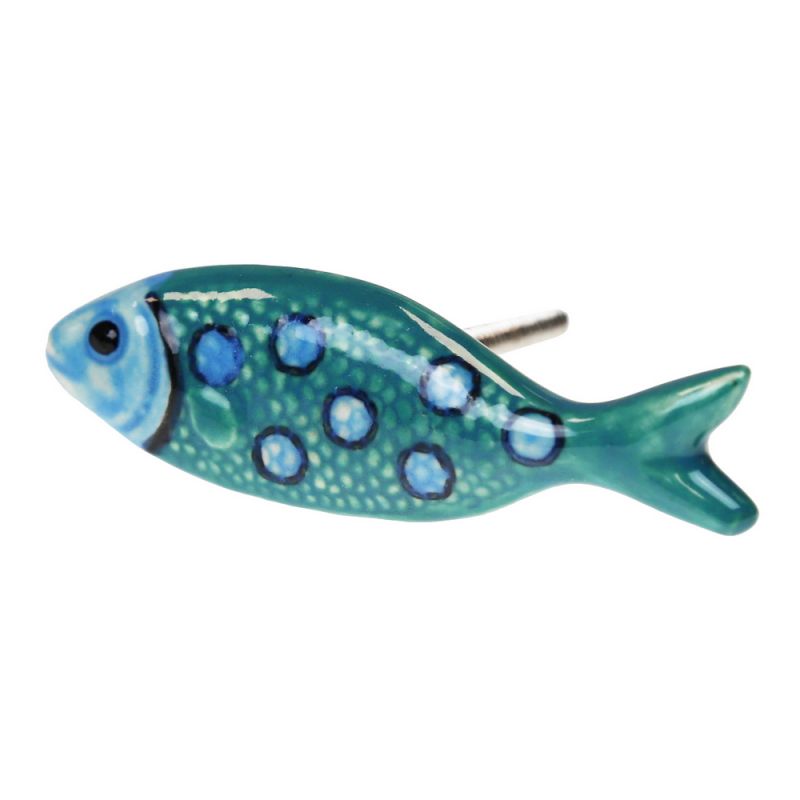 Knob fish 2.5x8cm - Light blue bubbles