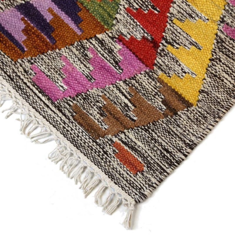 Aztec multi diamond handloom kilim rug 75 x 200cm