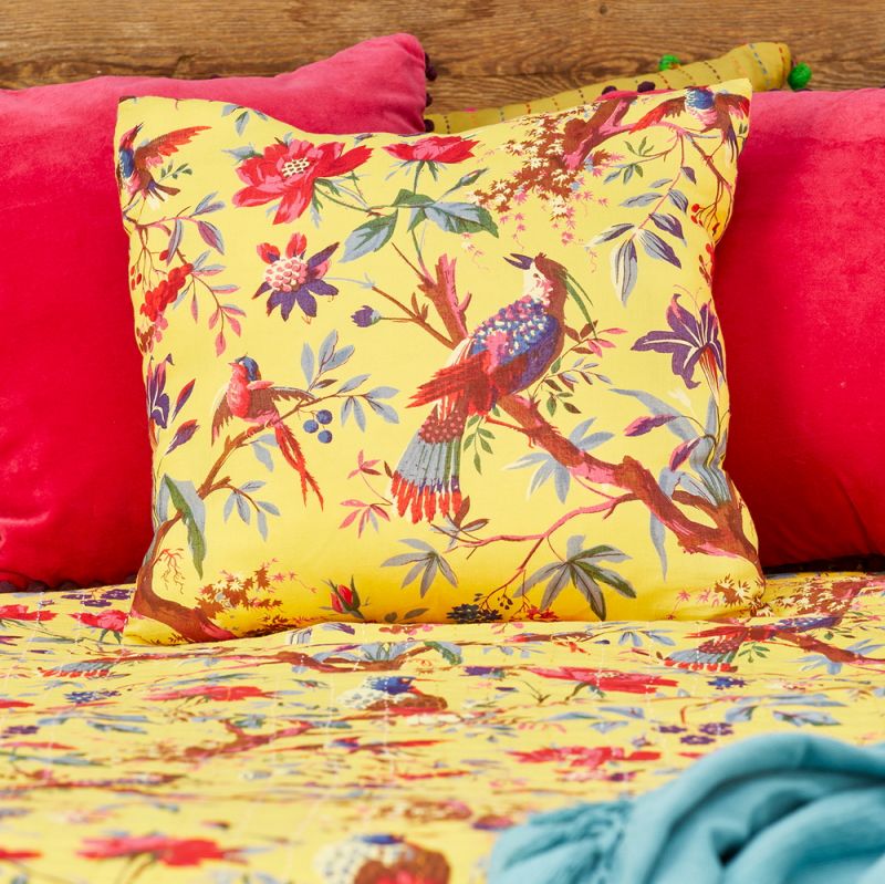 Bird of Paradise Ctn Cushion, yellow, 45x45cm