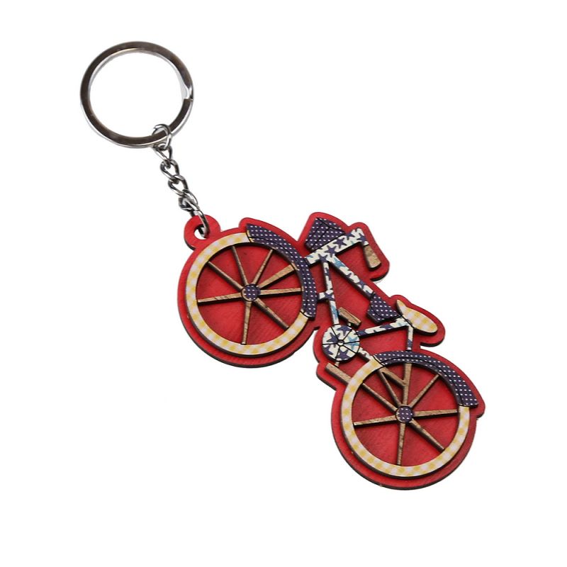 Keychain with wooden figures