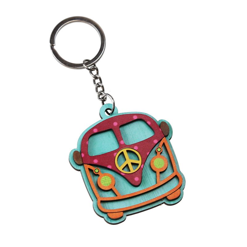 Keychain with wooden figures