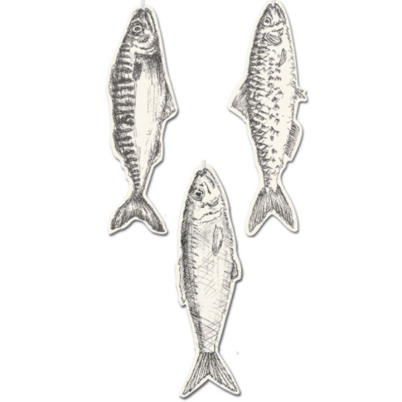 Single hand drawn tag - Assorted fish
